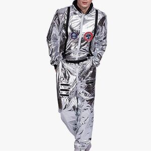 Men's Silver Reflective Jumpsuit with Patch Details( small /medium)